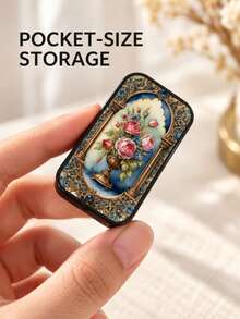 1pc Vintage Rose Floral Metal Matchbox, Sliding Pocket Matchbox, Holds Approx. 20 Matches, Suitable For Home Desktop And Candle Decoration, Christmas Gift, Matches Not Included - View 3