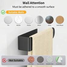Minimalist Square U‑Shaped Wall Towel Bar, Tool‑Free Adhesive Towel Rack For Bathroom, Kitchen Hand Towels And Cleaning Rags - Multicolor - View 6