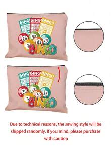 Bingo Letter Print Travel Toiletry Bag, Colorful Ribbon Decor, Cartoon Fun Multi-Function Canvas Bag, Charger Storage Bag, Travel Makeup Essentials Bag: Women's Travel Essentials Bag, Unisex Zipper Bag, Lightweight Travel - Multicolor - View 10