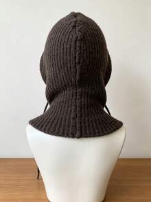 1pc Women's Thick Chunky Knit Hooded Neck Warmer, Drawstring Integrated Knit Head Cover, Suitable For Daily Commute, Outdoor Walking, Street Style - Knitted Hood - View 3