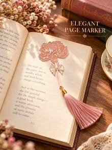 1PC/4pcs/8pcs Metal Rose Gold Carnation Exquisite Bookmark,Light Luxury Design Hollow Bookmark, Flower Bookmark, Perfect Gift For Students, Perfect Gift For Book Lovers, Perfect Gift For Teachers, Valentine's Day, Graduation, Mother's Day - Rose Bookmark - View 2