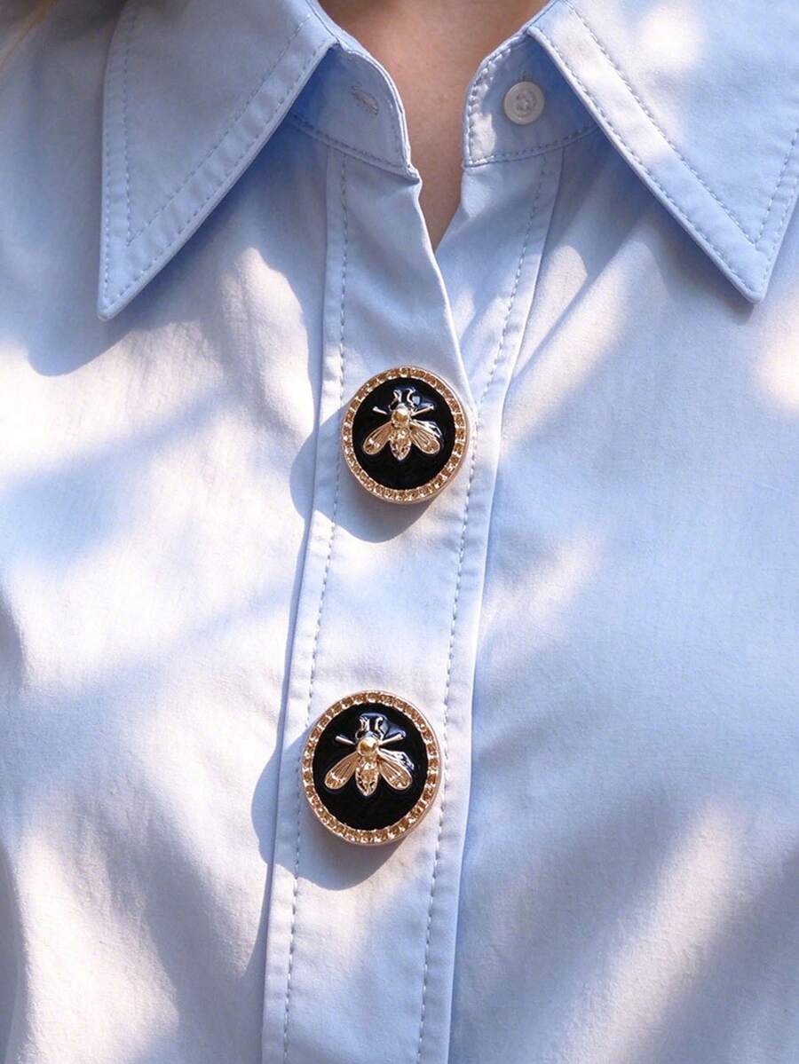 1pc/2pcs Elegant Floral Geometric Button Cover, Shirt Button Cover Clip-On Button Cover Fashion Crystal Cufflink Cover - Multicolor - View 1