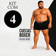 Kit com 4 Cuecas Boxer Plus Size Microfibra Masculino Extra Grande Adulto - Multicolorido - Visão 1