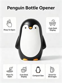 1pc Penguin Shaped Beer Bottle Opener, Push-Type Automatic Bottle Opener, Portable Beverage Bottle Cap Opening Tool, Suitable For Home Bar Party Gathering Scenes, Creative Fun Kitchen Gadget, Fun Gift For Beer Lovers, Desktop Liquor Bottle Opener Tool, Personalized Bottle Opener - Multicolor - View 10