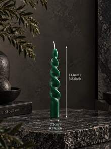 1pc Dark Green Long Taper Candle, Spiral Wave Artistic Design, Multiple Designs Available, Suitable For Christmas Home Decor, Holidays, Autumn Home Decoration, Wedding Decor, Candlelight Dinner, Party, Living Room Tabletop Display And Holiday Gifts - Multiple Styles - View 11