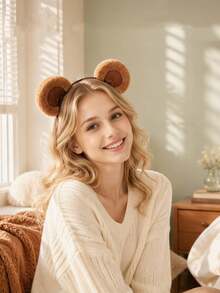 Autumn New Party High-End Style Headband For Women, Personalized Cute Plush Bear Ears, Fresh Cartoon Animal Ear Headpiece - Multicolor - View 1