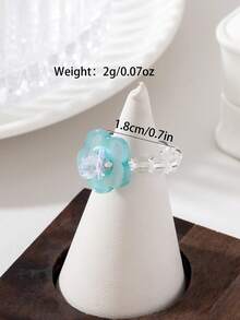 1pc Women's Floral Elastic Ring, Fashion Personalized Starfish Design, Elastic Hand Accessory For Daily Wear - Flower - View 2