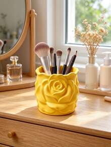 3D Printed 3D Rose Relief Pen Holder, Full Circle Surrounded By Plump Rose Flower Design, Matte Texture, Large Capacity Storage For Various Pens, Minimalist Elegant Decoration For Office Desk - Multicolor - View 5