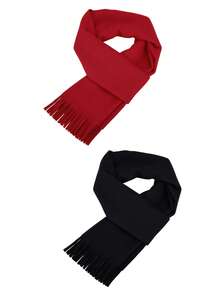 1pc/2pcs/3pcs Women's Autumn/Winter Solid Color Faux Cashmere Long Tassel Scarf, Soft Skin-Friendly Thickened Warm Oversized Shawl, Multi-Color Options, Outdoor Windproof Cold-Resistant Versatile Coat Neck Warmer - Multicolor - View 10
