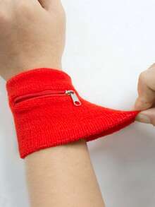 1PC Multi-Function Black Red Blue Zipper Wristband, Pocket Towel Wristband, Sports Wristband - Multicolor - View 7