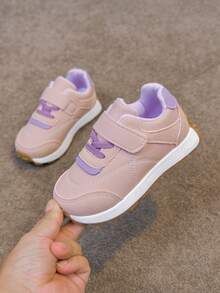 Kids' Retro Style Spring/Autumn Girls' Pink & Purple Colorblock Hook & Loop Thick Sole Casual Sports Shoes, Soft Bottom Anti-Slip - Pink - View 4