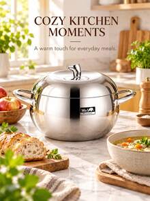 304 Stainless Steel 3-Ply Composite 20cm Apple Stew Pot, Multi-Functional For Heating Milk, Cooking Porridge, Soup, Frying, Christmas Home Kitchen Pot With Lid - View 5