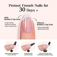 Beetles 210PCS French Tip Press-On Nails, Extra Short Square Pink Fake Nails In 15 Sizes, Reusable Gel Nail Tips For DIY Manicures - Multicolor - View 5