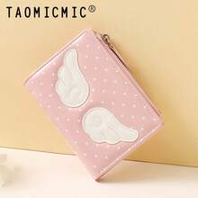 Wrist Wallet, Sweet Angel Wings Polka Dot Bi-Fold PU Wallet, Multiple Card Slots ID Window Zipper Coin Pocket, Portable Fashion Daily Wallet - Multicolor - View 3