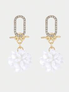 Sorayune Rhinestone Decor Drop Earrings - White - View 1