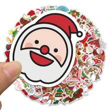 50pcs Cartoon Christmas Graffiti Stickers, Santa Reindeer Snowman Xmas Tree Waterproof Decals, DIY Decor For Water Bottle Laptop Skateboard, Christmas Gift For Kids - Multicolor - View 10
