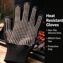 Heat Resistant Aramid Gloves With Silicone Non-Slip Dots, Multi-Purpose Gloves For BBQ, Oven & Hair Styling - View 2