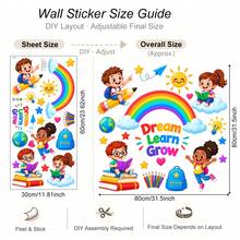 Rainbow Kids Wall Decals, Removable Hot Air Balloon Pencil Airplane Inspirational Stickers, Colorful ABC Blocks Learning Wall Stickers Suitable For Nursery Playroom Kindergarten Classroom Home Decor - Children's Rainbow Wall Stickers - View 13