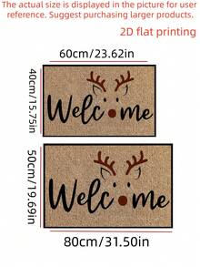 1pc Christmas Deer Welcome Door Mat, Fun Style All Season Faux Cashmere Material Entryway Rug, Machine Washable Door Mat, Suitable For Kitchen, Dining Room, Hallway, Bathroom, Bedroom, Patio Decor, Christmas Holiday Atmosphere Decoration - A - View 10