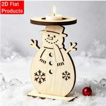 Wooden Christmas Snowman Bonfire Candle Holder, Christmas Holiday Tabletop Decor, Unfinished Natural Wood Blank, DIY Handmade Craft - H - View 1