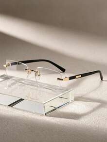 1pc Fashion Rimless And Women's Small Frame Y2K Versatile Personalized Glasses - Black - View 1