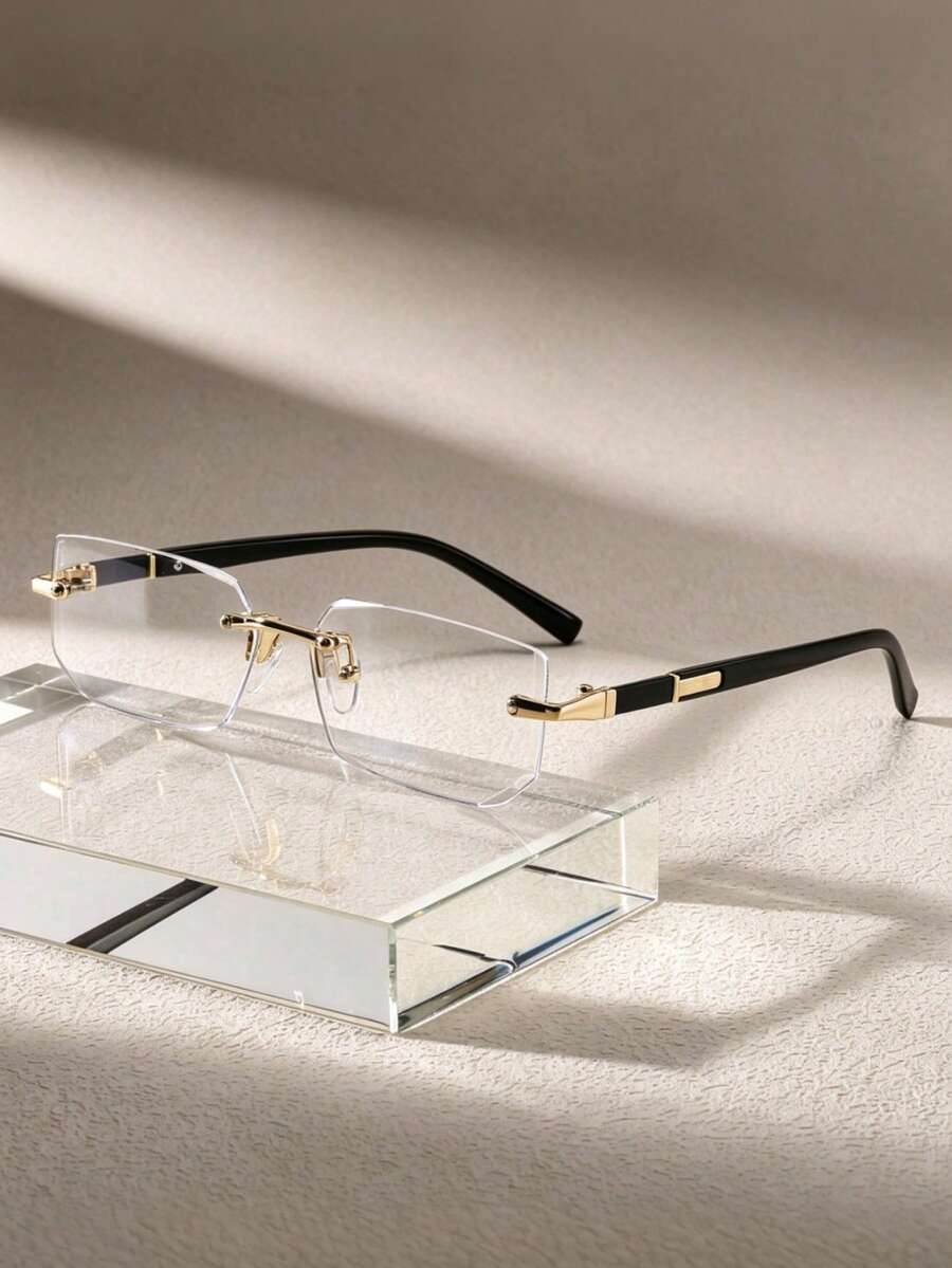 1pc Fashion Rimless And Women's Small Frame Y2K Versatile Personalized Glasses - Black - View 1
