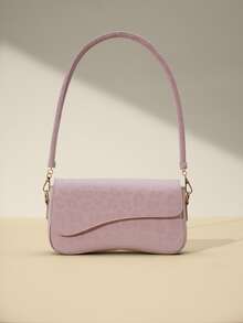 Avansion Fashionable Leopard Print Asymmetrical Flap Vintage Minimalist Elegant Shoulder Bag ,Pink Bag - Pink - View 2