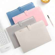 Macaron Color Accordion File Folder, Solid Color Classified Folder, Student Exam Paper Storage Insert Accordion Clip - Multicolor - View 3