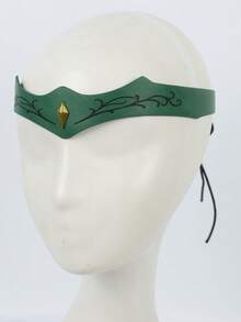 1pc Green PU Leather Elf Headband, Vine Pattern Forest Crown Headpiece With Gold Rhombus Decoration, Medieval Renaissance Fantasy Cosplay LARP Halloween Costume Accessory - TD - View 5