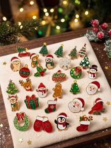 5 Sets 6 PCS Christmas Pins Xmas Accessories - A - View 1