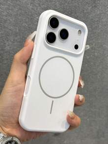 Minimalist Solid Color Liquid Silicone Magnetic Case +Short Lanyard Case Compatible With IPhone 18 Pro Max 17 Pro Max 17 16 15 14 13 12 Pro Max 11 Wireless Charge Protection Back Cover - White - View 2