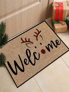 1pc Christmas Deer Welcome Door Mat, Fun Style All Season Faux Cashmere Material Entryway Rug, Machine Washable Door Mat, Suitable For Kitchen, Dining Room, Hallway, Bathroom, Bedroom, Patio Decor, Christmas Holiday Atmosphere Decoration - A - View 7