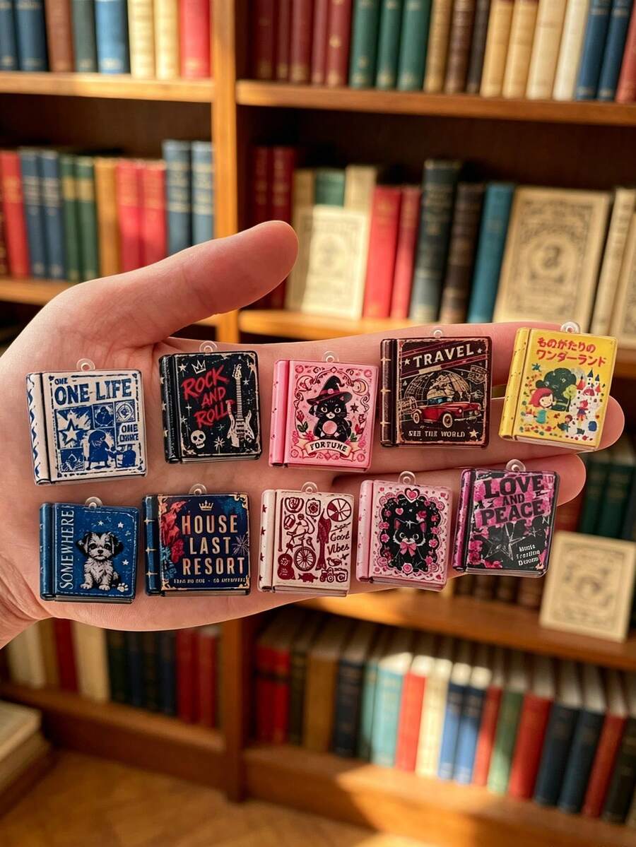 20pcs Colorful Magic Book Pendants, Vintage Distressed Style Hanging Charms, Suitable For DIY Jewelry Making And Handmade Crafts, Earrings, Necklaces, Bag Charms, Keychains, Phone Case DIY Sticker Material - Multicolor - View 1