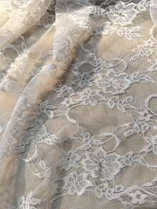 1pc Peony Jacquard Lace Fabric, 3D Peony Mesh Lace, Cheongsam Dress Hanfu Handmade DIY Fabric - White - View 4