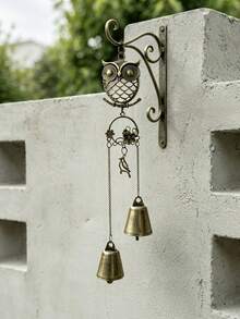 Forest-Style Metal Owl Double Bell Wind Chime, Christmas Thanksgiving Housewarming Gift For Friends, Entryway Door Decorative Ornament,Halloween Decor,Christmas Decorations For Home - Multiple Styles - View 7