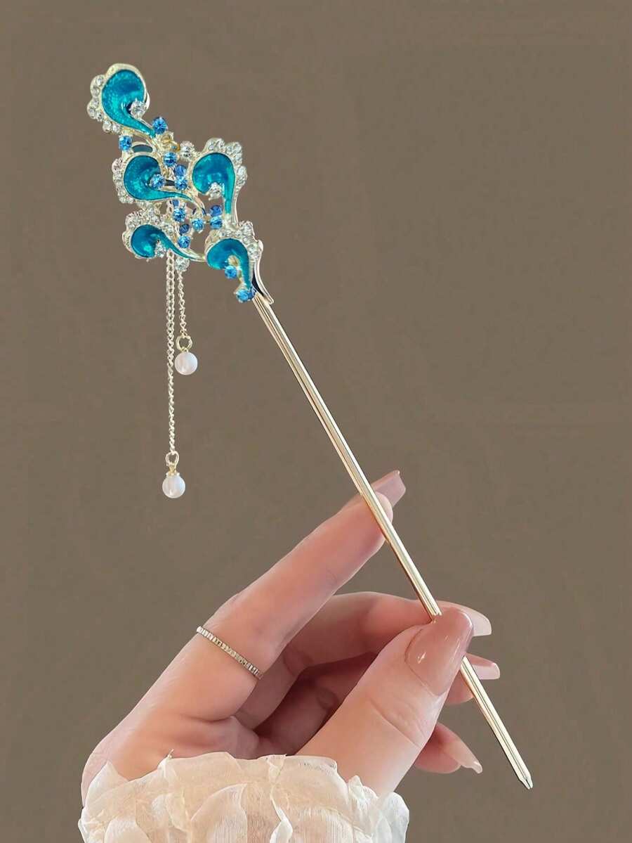 1件裝女款優雅髮簪套組,金屬花朵流蘇復古風髮飾,時尚盤髮裝飾髮夾 - 祥雲髮簪 - 查看 1