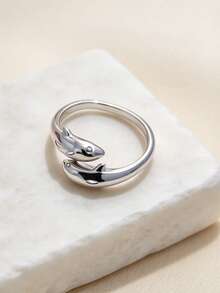 Anillo de decoración con delfín - Plateado - Ver 3