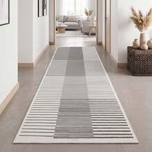 Washable Modern Minimalist Patterned Area Rug – Scandinavian Geometric Design, Contemporary Washable Carpet For Living Room, Bedroom & Home Decor - Black and White - View 3