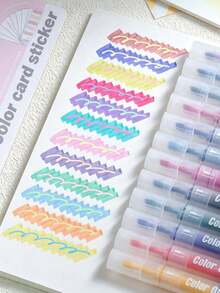 6PCs Dual-Tip Dual-Color Fluorescent Pens, Triangular Easy-Grip Barrel, Smooth Writing, Large Ink Capacity, Suitable For Highlighting, Note-Taking, Journal Decoration, Daily Study, Office Work. - Double-ended Dual-color Highlighter - View 2
