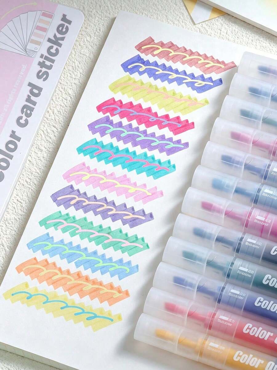 6PCs Dual-Tip Dual-Color Fluorescent Pens, Triangular Easy-Grip Barrel, Smooth Writing, Large Ink Capacity, Suitable For Highlighting, Note-Taking, Journal Decoration, Daily Study, Office Work.