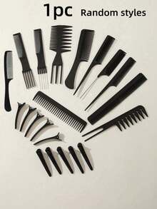 1-Piece Hair Comb Set, Professional Hair Styling Comb Set, With Hair Clips, Suitable For Barbershops And Home Use, Hair Tools, Hair Products And Accessories, A Must-Have For Barbershop Beauty Travel, And A Good Item For Back-To-School Season And Tra - Black - View 7