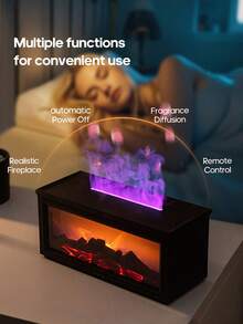 kinscoter 1pc 280ml Mini Fireplace Shaped USB Ultrasonic Humidifier, Wood Grain Portable Campfire Essential Oil Diffuser With LED Light And Remote Control, Suitable For Home Office, Can Be Given As A Gift - Multicolor - View 6