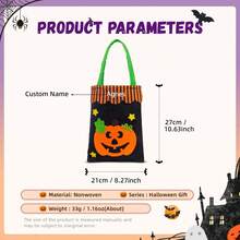 1pc Personalized Halloween "Trick Or Treat" Basket, Candy Bucket, Embroidered Name Bag, Happy Halloween Gift, Embroidered Name Storage Bag, Halloween Party Bag - Multicolor - View 6