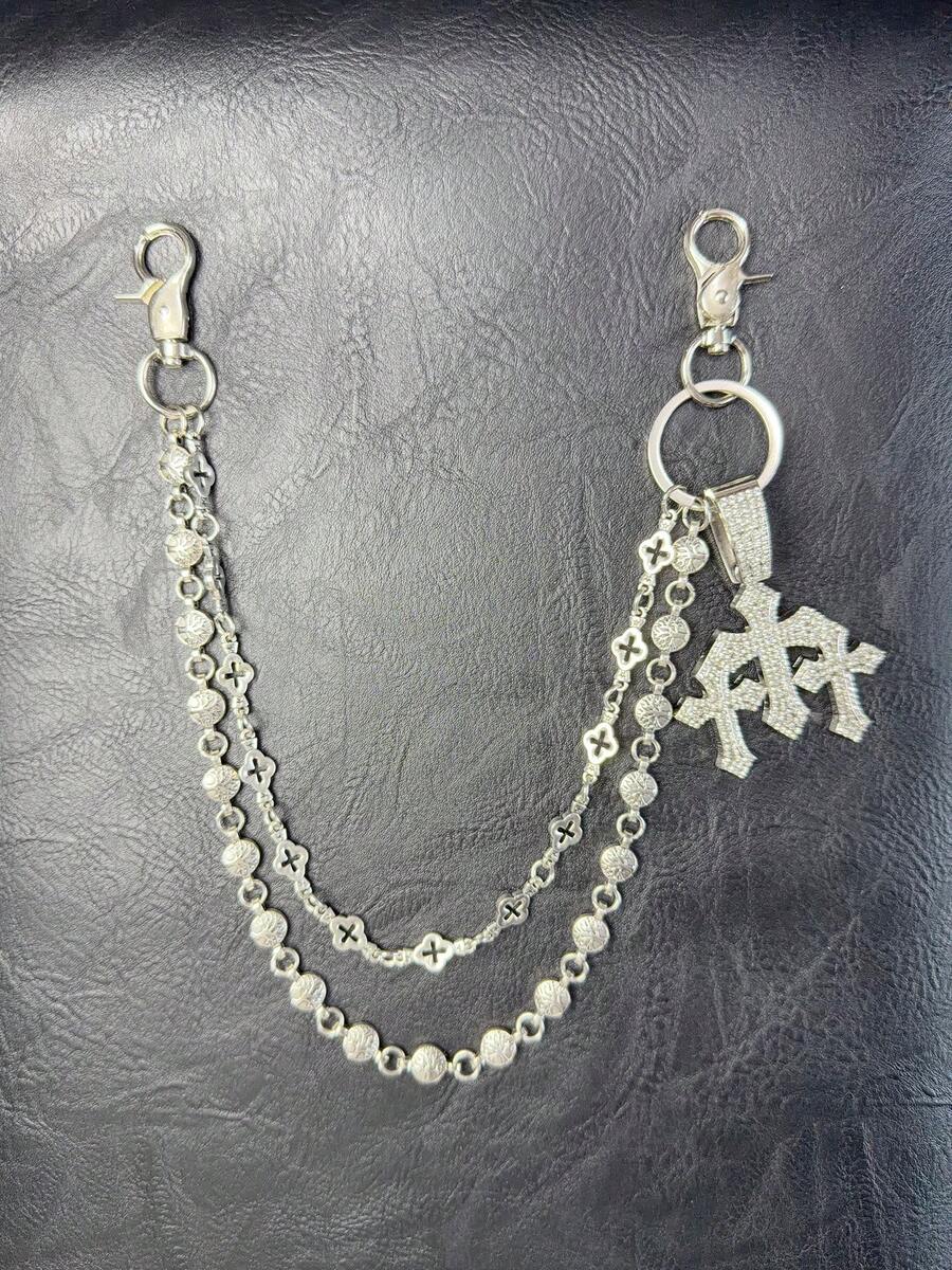 Hip Hop Punk Street Style Metal Star Chain Pants Chain Niche Design European & American New Unisex Versatile Waist Chain Pocket Chain Keychain Wallet Chain Luxury Accessory Holiday Gift Multi-Layer Key Chain Punk Pants Chain Motorcycle Riding Jeans Accessory - Ancient White K - View 1