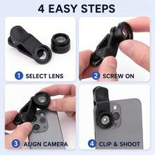 3-In-1 Phone Lens Kit 0.7x Macro 180° Fisheye Wide Angle Universal Clip-On External Lens Compatible With Iphone And Other Phones Photography Product Carousel Image NEWA Graphic Design Product Material Image Tool Universal Clip-On External Lens Travel Photography Accessories Vlog Shooting Essential - A - View 5