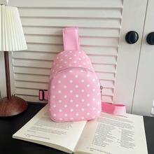 Kids Cute Polka Dot Chest Bag, Unisex Casual Mini Crossbody Bag, Lightweight Shoulder Bag For Travel - A - View 7