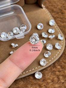 Storage Box With Approx. 25pcs Grade A Cubic Zirconia Round Shiny Jewelry DIY Accessories - Clear - View 4