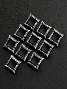 10pcs Black White Enamel Square Sew-On Buttons, Luxury Alloy Hand Sew Buttons For Jacket, Formal Suit DIY Accessories - Multicolor - View 10
