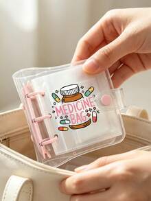 Mini Loose-Leaf Pill Organizer, Cute Printed Transparent PVC Pill Storage Book, Pill Storage Bag, Portable Pill Case, Suitable For Travel And Daily Use - Multicolor - View 1