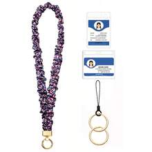 1pc-Floral Scrunchie Fabric Long Neck Lanyard, Anti-Lost Strap For Phone, ID Badge, Card Holder & Keys - C-multicolor - View 11